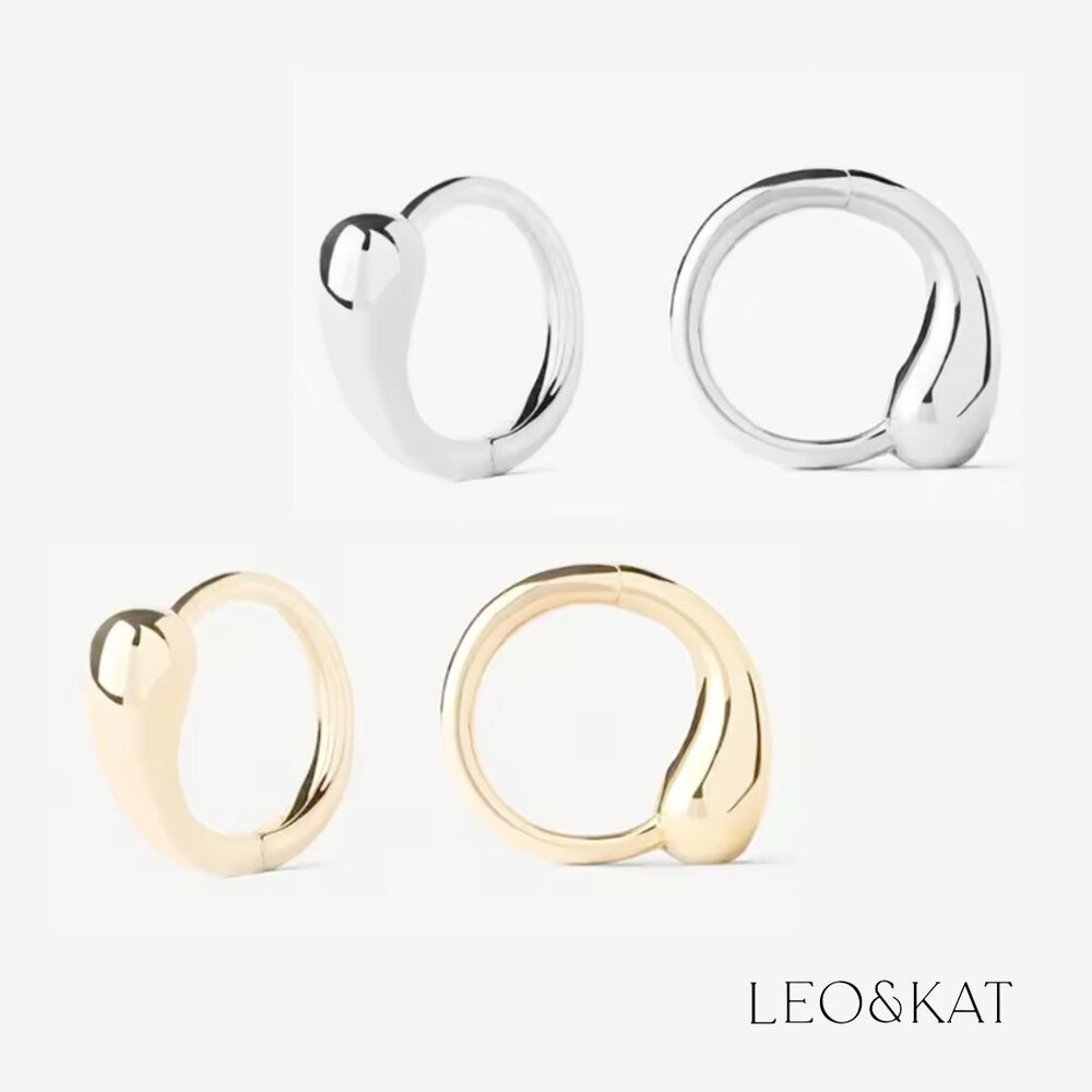 Liquid Huggie Earrings in Gold & Silver. 925 Sterling Silver. #1132